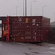 A lorry has overturned on the A12 near Capel St Mary