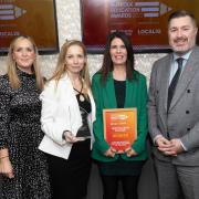 The winners of Further or Higher Education Provider of the Year with the presenter. Left to right: Tamara McKenzie from LOCALiQ, who presented the award, Mary Gleave, Marriane Flack and Alan Pease