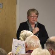 Therese Coffey speaking at the SEAS meeting at the Fromus centre in Saxmundham, at which she said she had been 'unleashed' to support community groups