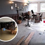 Inside the Railway Inn after Storm Babet forced it to close