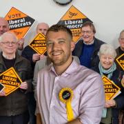 Henry Batchelor with LibDem supporters in West Suffolk.