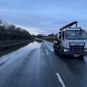 The A143 in Bury St Edmunds is still closed