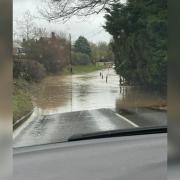Lower Road in Coddenham is closed after flooding