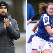 Joe Sheehan and Summer Hughes react to Ipswich Town's victory over Rugby Borough