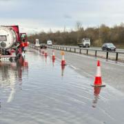 Parts of the A14 near Newmarket have remained closed after the area remains flooded.