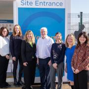 Damian Leydon (centre left) and Jacqui Wordsworth (centre right) with members of Women into Construction and Sizewell C representatives