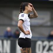 Natasha Thomas reacts after Ipswich Town were beaten 4-2 at Portsmouth
