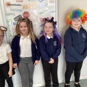 Pupils with wacky hairstyles for Red Nose Day
