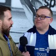Ross Halls chats to Ipswich Town fan Matt Makin after yesterday's big win for Town Women