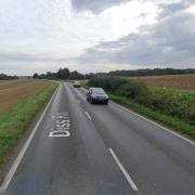 The A143 near Rickinghall is blocked following a crash