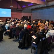 Around 100 people gathered at Trinity Park, Ipswich, for a Sizewell C community forum meeting