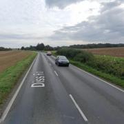 The crash happened on the A143 near Rickinghall