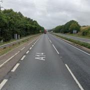 The A14 is currently closed near Bury St Edmunds