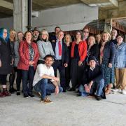 Caroline Topping, Toby Hammond, Genevieve Christie, Laurence Edwards, Johnny Messum, Catherine Richards, Colin Stott, Jayne Knight, and representatives from the Marina Theatre, DanceEast and HighTide inside the former Tesco building in Lowestoft.