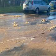 Leiston Road in Aldeburgh is flooded