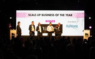 Caribbean Blinds accept the Scale-Up Business of the Year award at the Suffolk Business Awards 2021