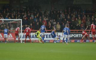 Ipswich concede the equaliser to Colby Bishop at Accrington Stanley.