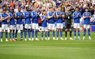 Ipswich Town players during the minute's applause in memory of Paul Mariner on Saturday
