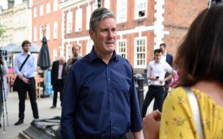 Sir Keir Starmer chats to people in Ipswich
