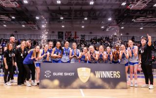 Ipswich Basketball Club players celebrate winning the U18 Women's National Cup Final