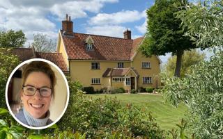 Rebecca Regis, inset, found her dream home in the Suffolk countryside over 20 years ago - although it didn't look like that when she bought it...