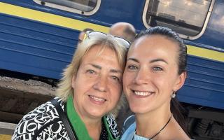 Olena Vasylevska (right) with her mother, Nina, in Kyiv