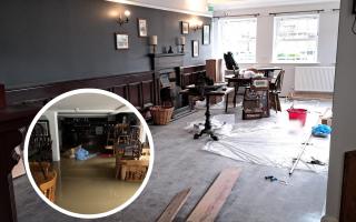 Inside the Railway Inn after Storm Babet forced it to close