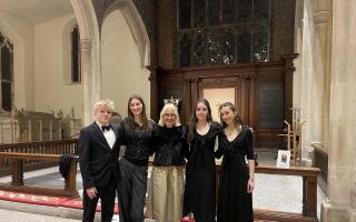 Acer Smith, Eva Mawson, Cal Fell, Edie Evans and Maggie Russell-Hoare at their last concert.