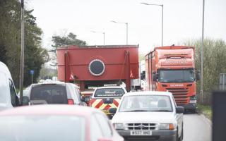 Drivers are being warned of delays as a 52-tonne industrial plant is being transported through Suffolk on Friday