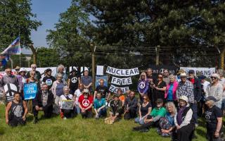 A group of activists and protestors gathered to show their distain to the US plans to place nuclear weapons at RAF Lakenheath