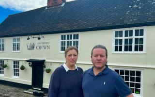 Polly and Max Durrant, who run The Crown in Ufford, feared their pub 'might not survive' a road closure in the High Street